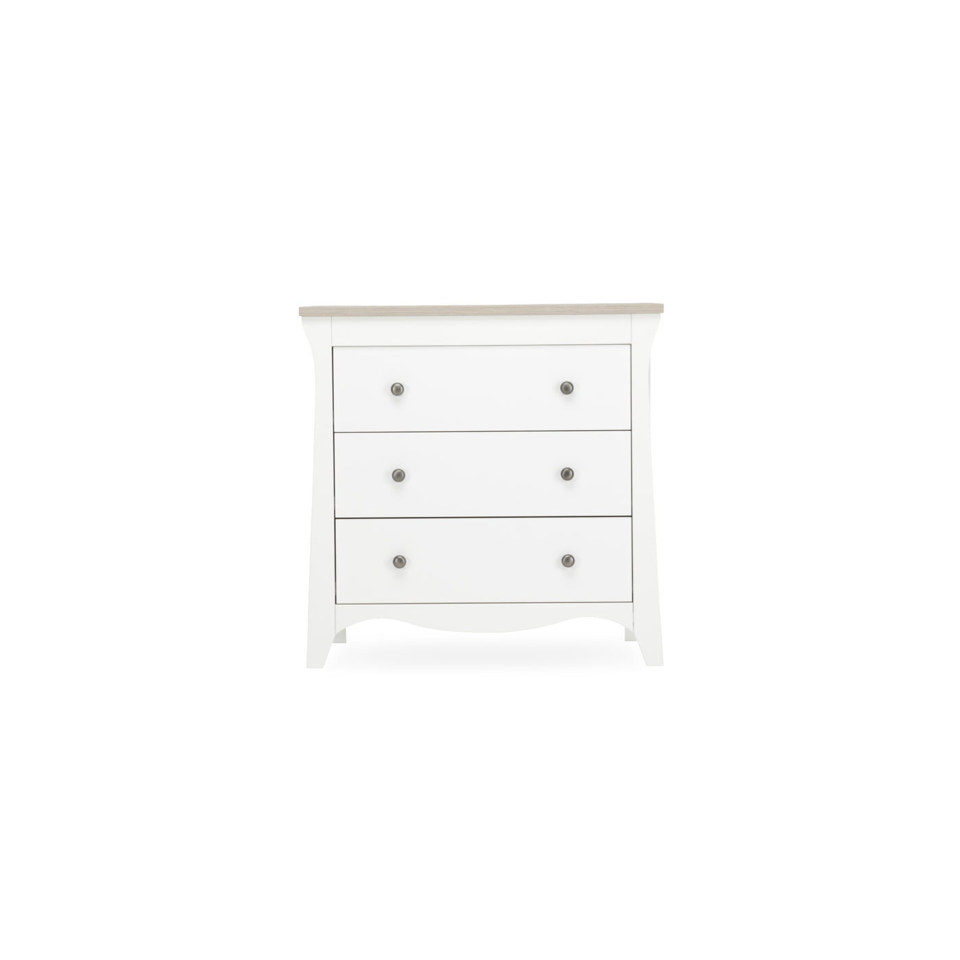 Clara 3pc Set 3 Drawer Dresser, Cot Bed & Wardrobe - White/Ash