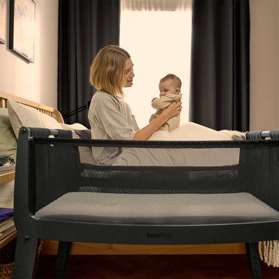 SnuzPod Studio Bedside Crib with mattress - Brooklyn Graphite