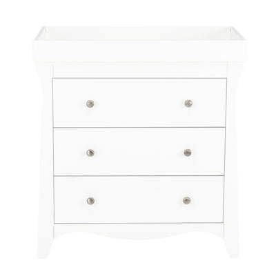 Clara 3pc Set 3 Drawer Dresser, Cot Bed & Wardrobe - White