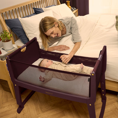 SnuzPod Studio Bedside Crib with mattress - Rome Burgundy