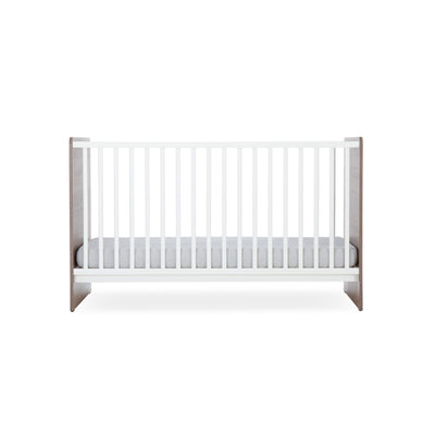 CuddleCo Enzo 3 Pc Set 3 Drawer Dresser, Cot Bed and Wardrobe - Truffle/White