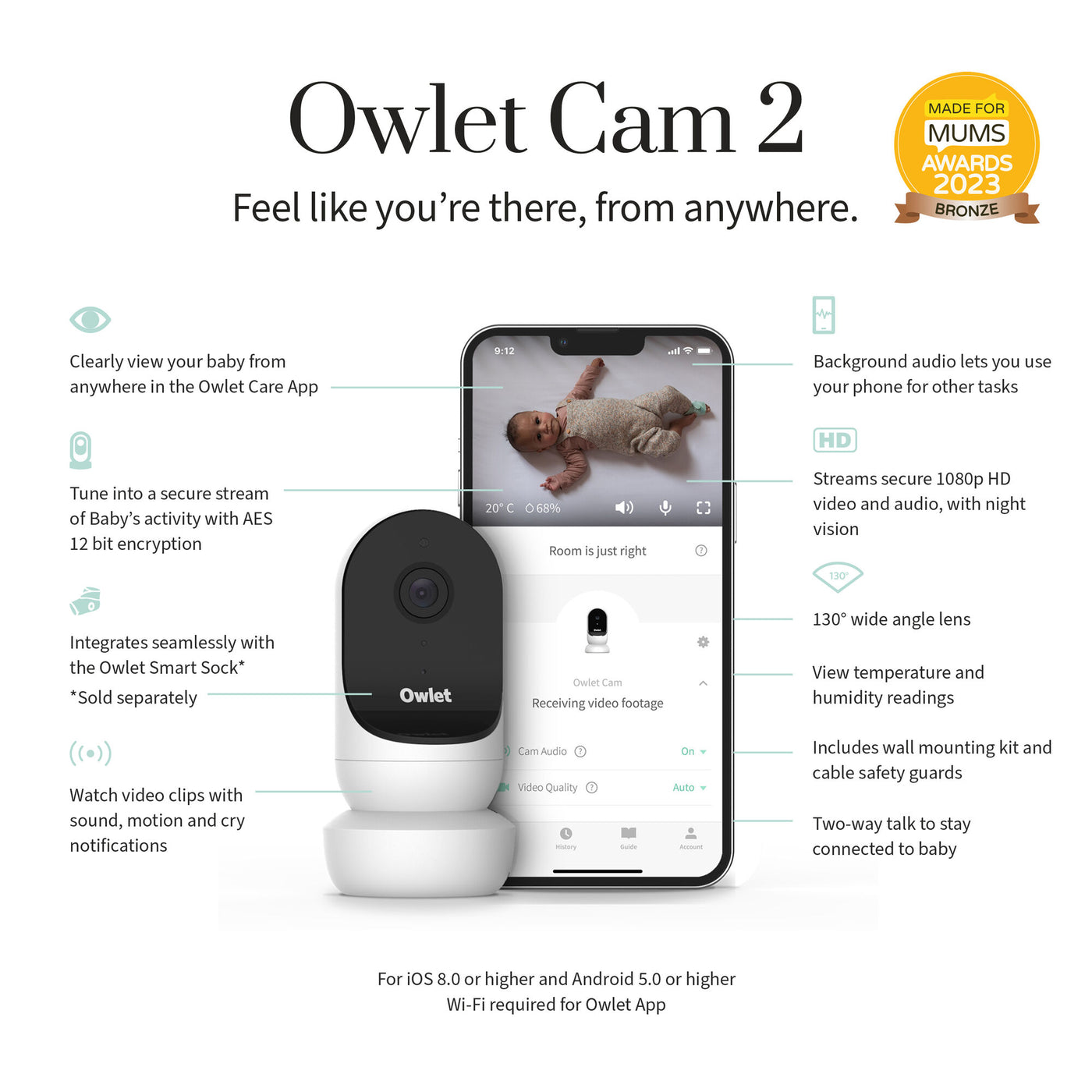 Owlet Monitor Duo/Smart Sock 3 + Cam 2 - Dusty Rose
