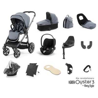 Babystyle Oyster 3 Ultimate Bundle with Cybex Cloud T & Base - Dream Blue