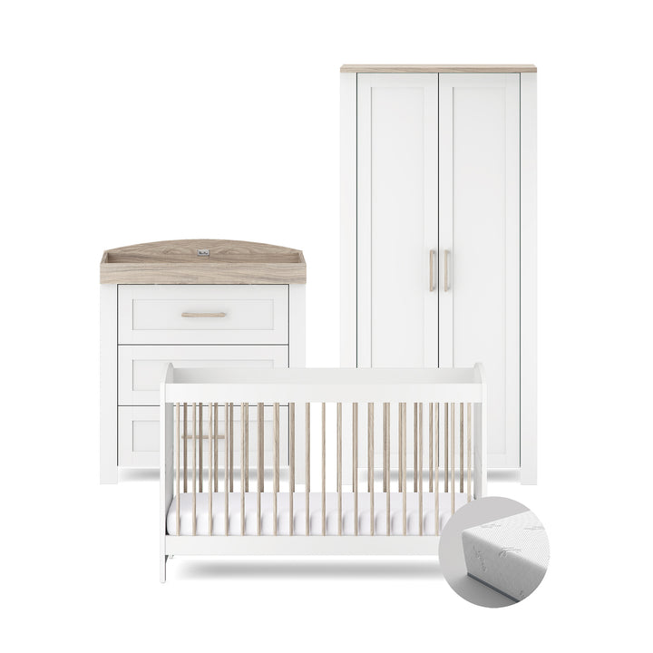 Silver Cross Valencia 4 Piece Nursery Set (Cot Bed, Dresser & Wardrobe & Mattress)