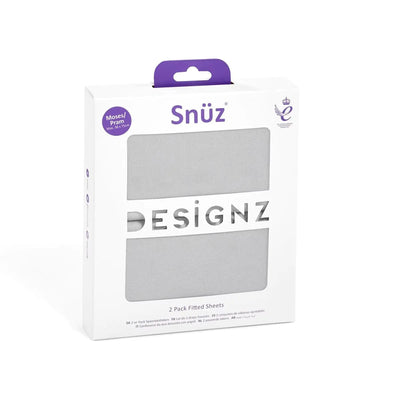 Snuz 2 Pack Moses Basket/Pram Fitted Sheets - Grey