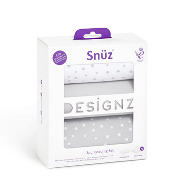 Snuz 3 Piece Crib Bedding Set - Grey Spot