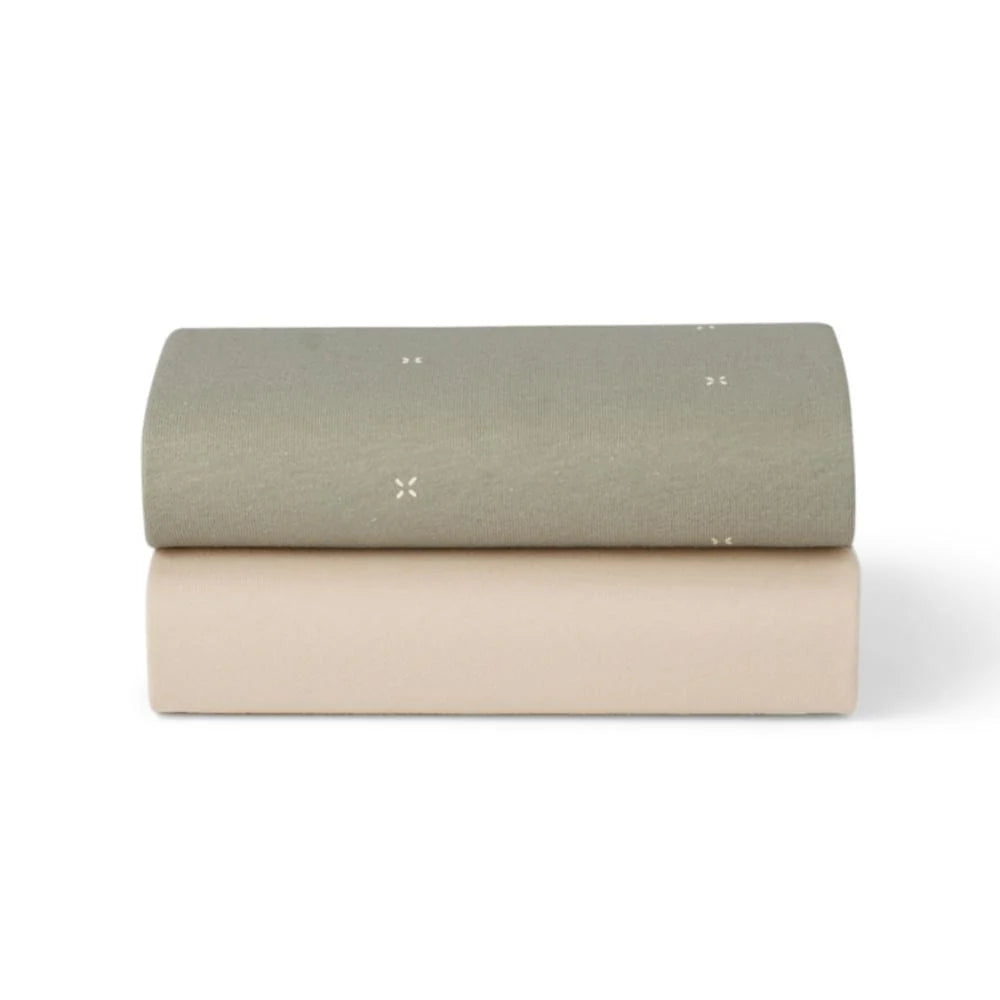 Snuz 2 Pack Crib Fitted Sheets - Sage Cross