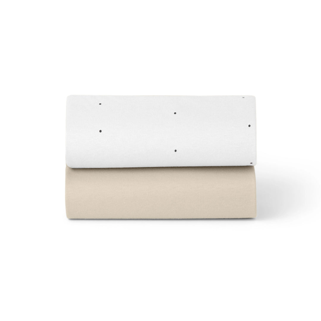 Snuz 2 Pack Crib Fitted Sheets - White Dot