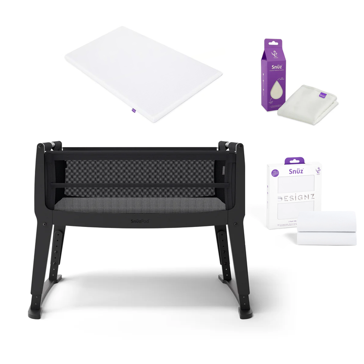 SnuzPod Studio Bedside Crib Bundle - Brooklyn Graphite