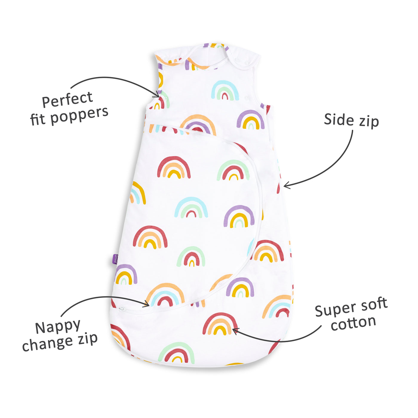 SnuzPouch Sleeping Bag 1.0 Tog (0-6 Months) -Colour Rainbow