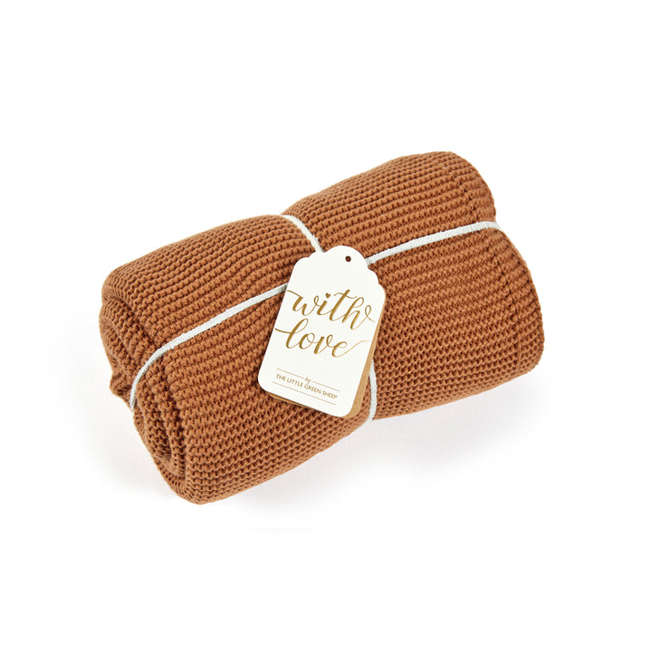 Little Green Sheep Organic Cellular Blanket - Terracotta