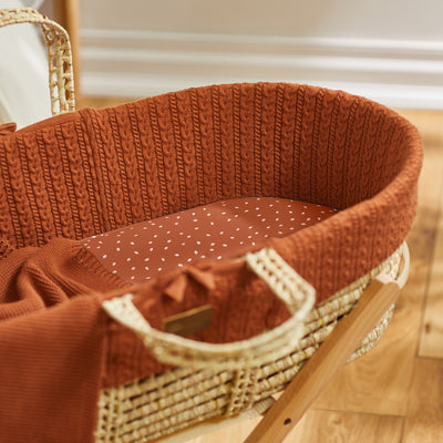 Little Green Sheep Organic Moses Basket Fitted Sheet - Terracotta Rice