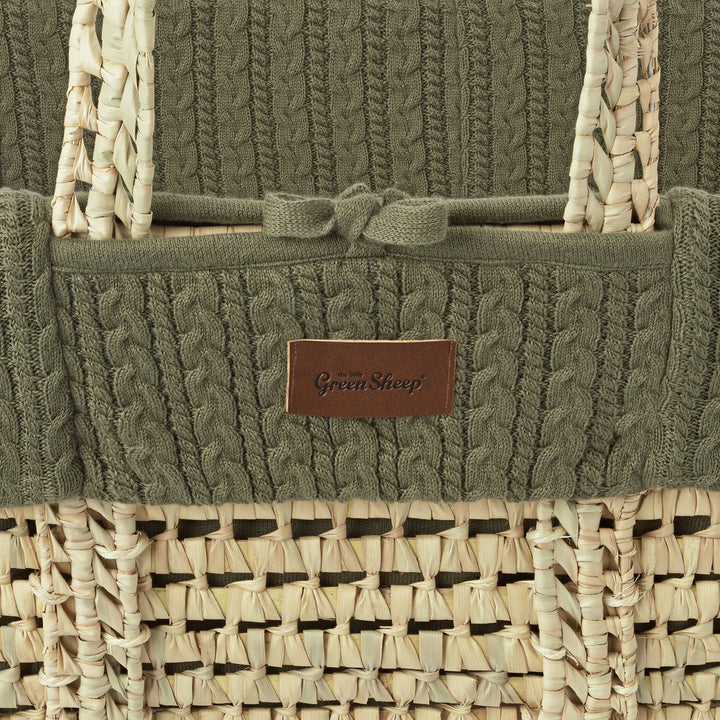 Little Green Sheep Knitted Moses Basket and Rocking Stand Bundle - Juniper