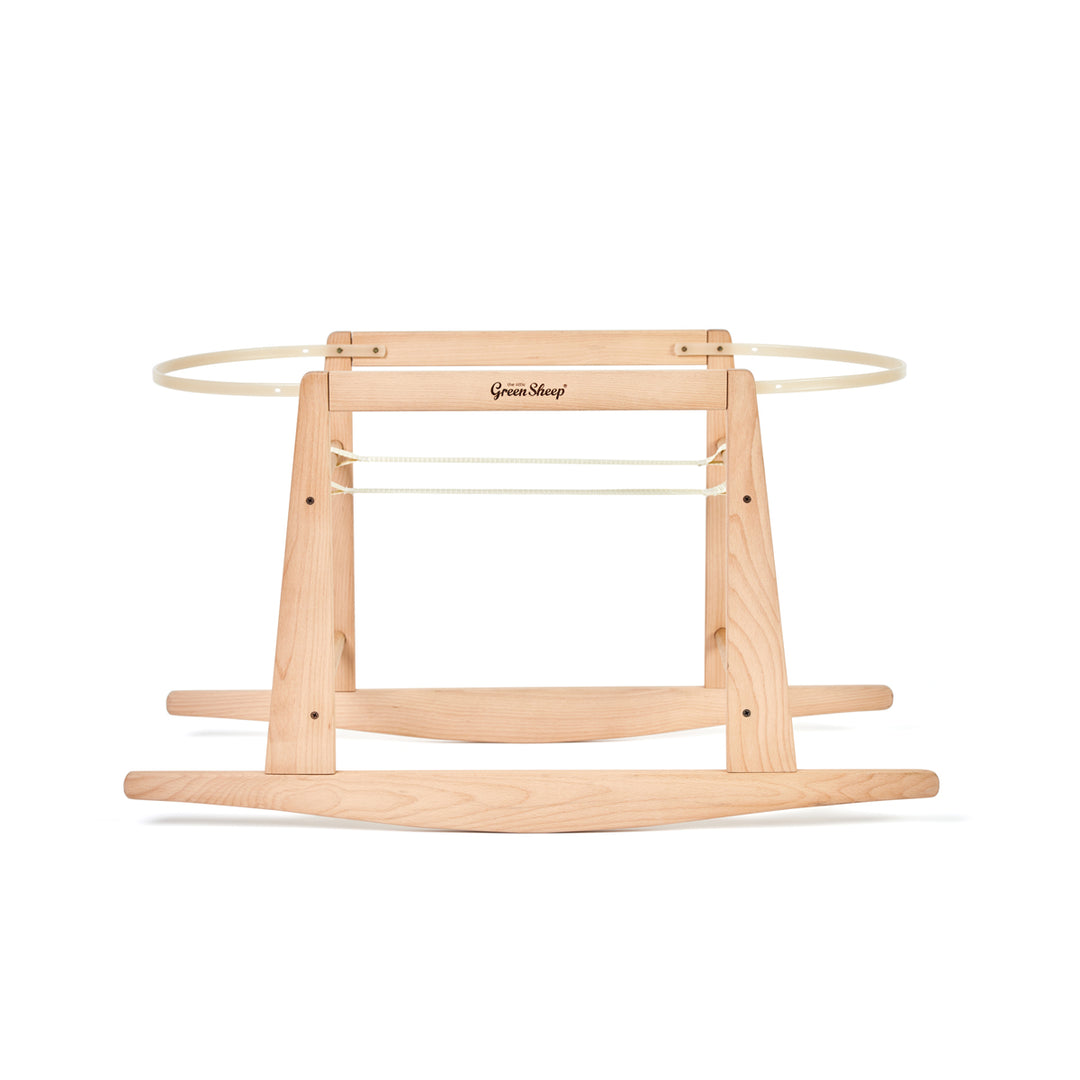 Little Green Sheep Knitted Moses Basket and Rocking Stand Bundle - Truffle