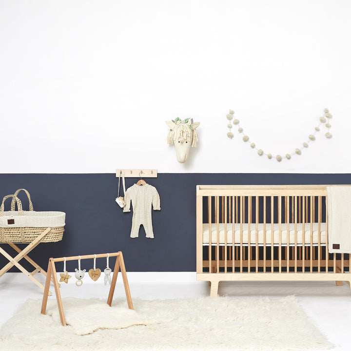Little Green Sheep Knitted Moses Basket and Static Stand Bundle - Linen