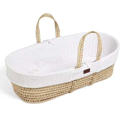 Little Green Sheep Knitted Moses Basket and Static Stand Bundle - White