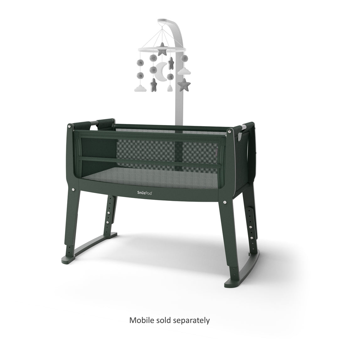 SnuzPod Studio Bedside Crib with mattress - Berlin Green