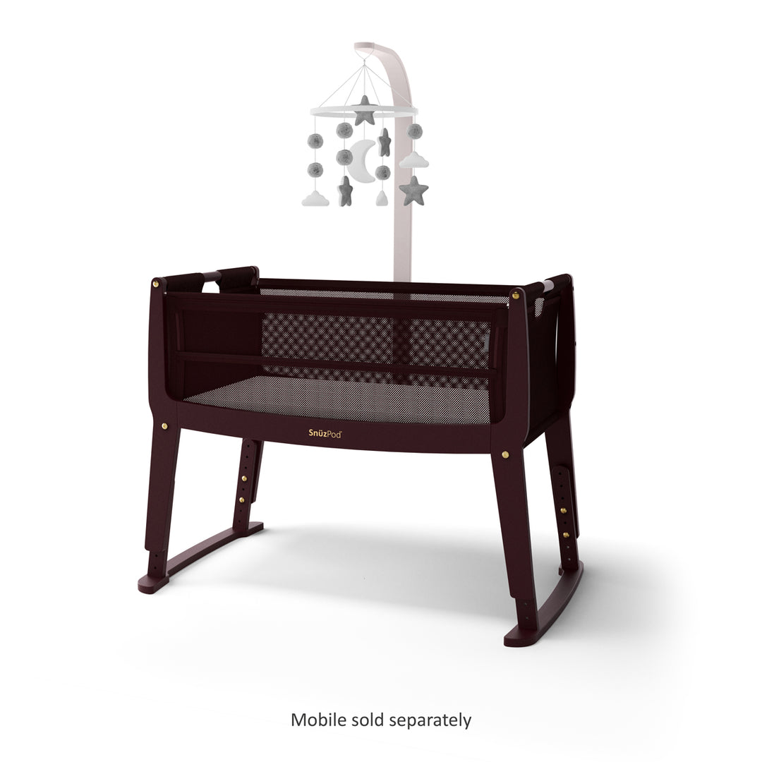 SnuzPod Studio Bedside Crib with mattress - Rome Burgundy