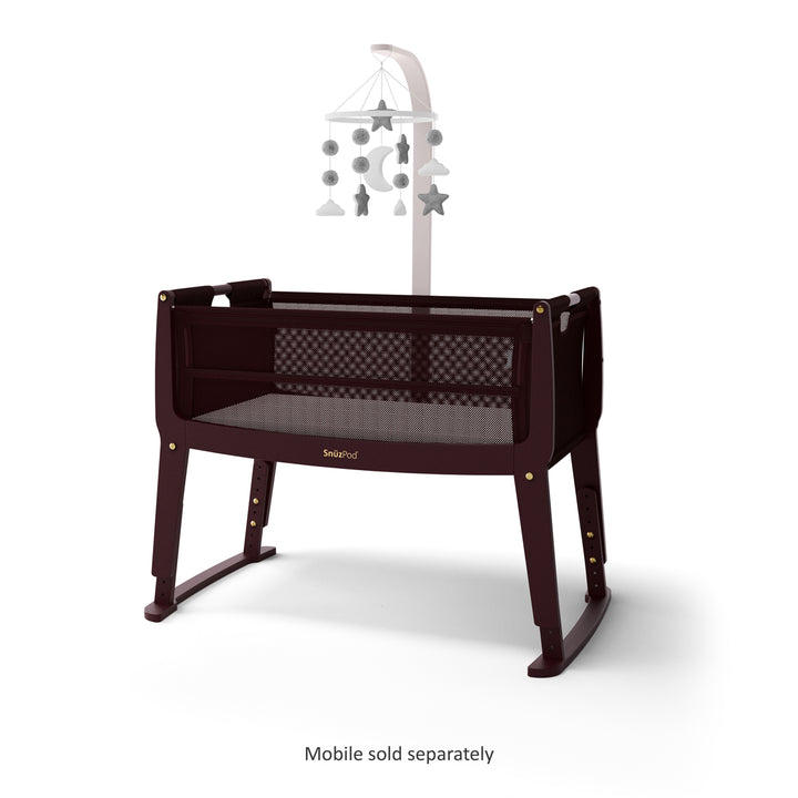 SnuzPod Studio Bedside Crib with mattress - Rome Burgundy