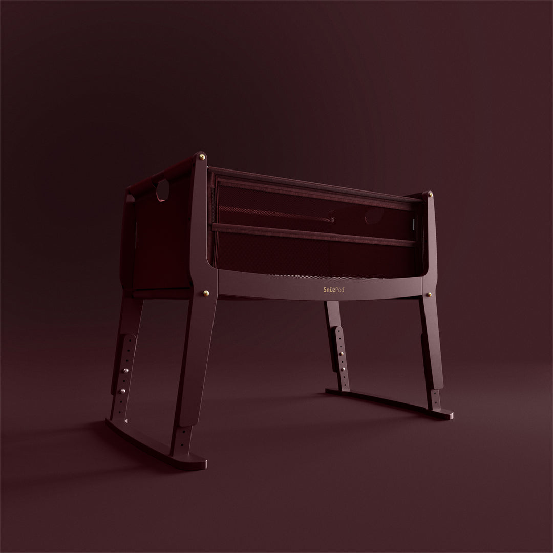 SnuzPod Studio Bedside Crib with mattress - Rome Burgundy
