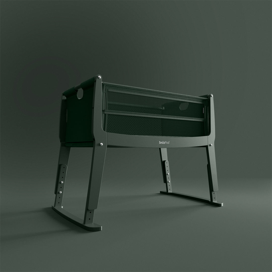 SnuzPod Studio Bedside Crib with mattress - Berlin Green