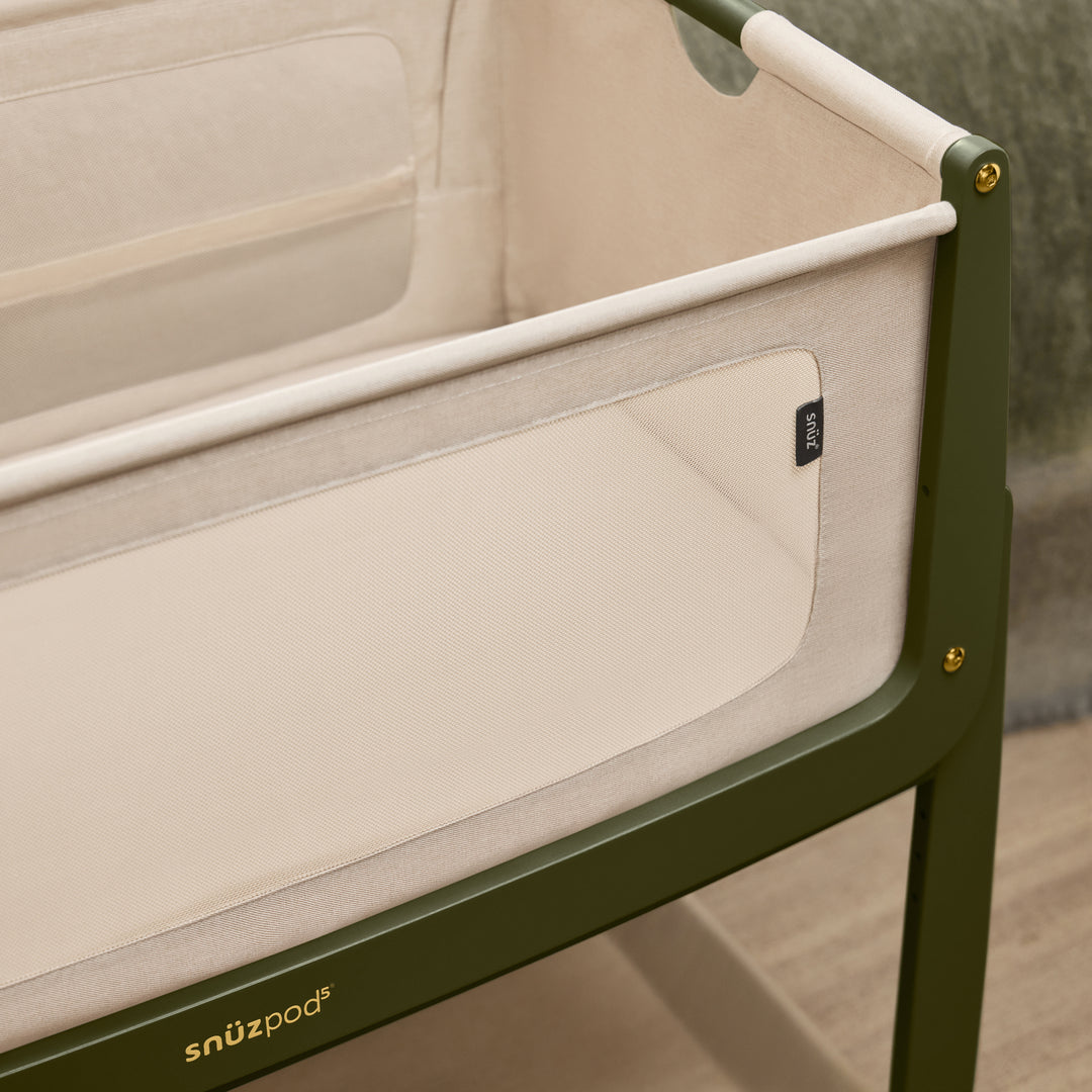 SnuzPod5 Bedside Crib - Olive