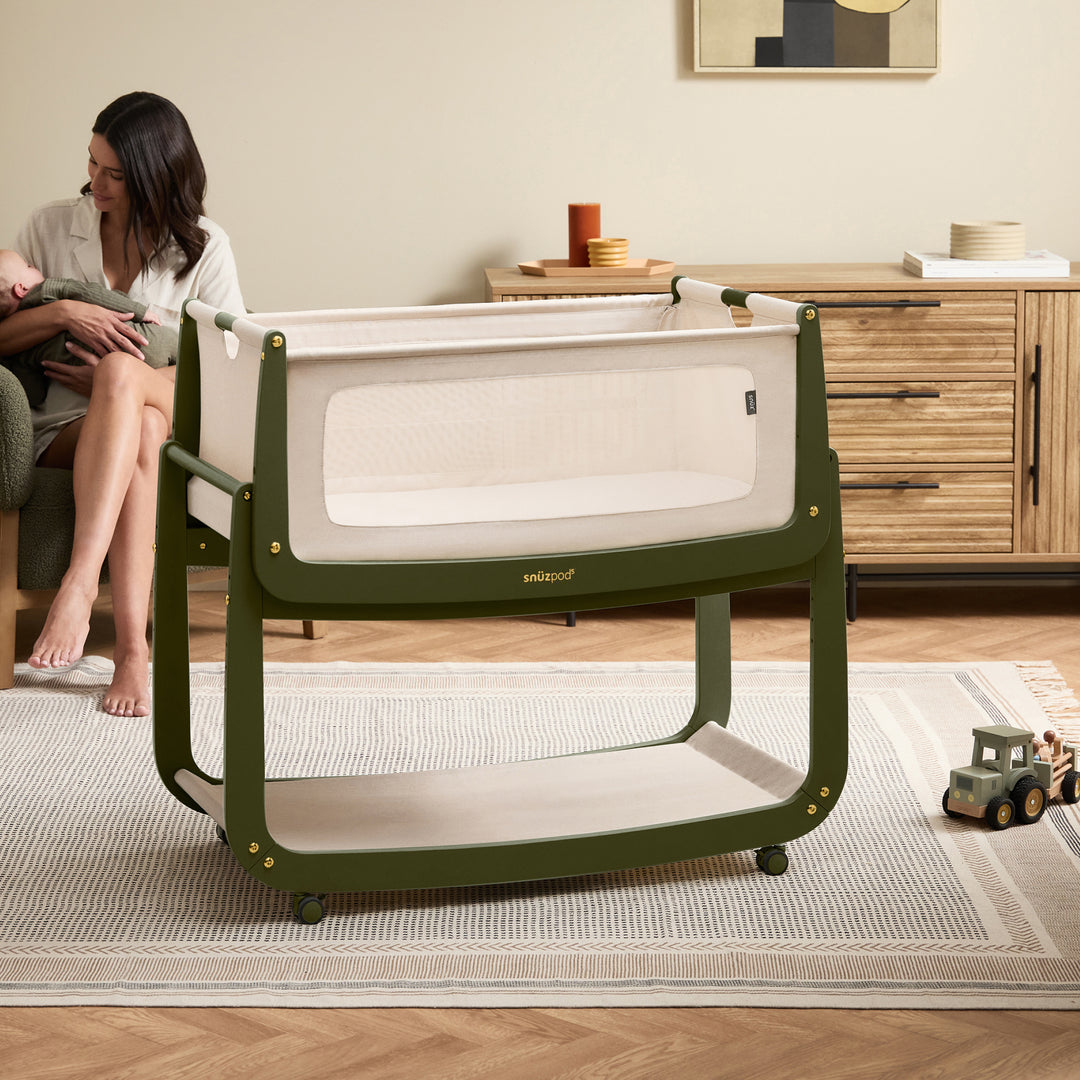 SnuzPod5 Bedside Crib - Olive