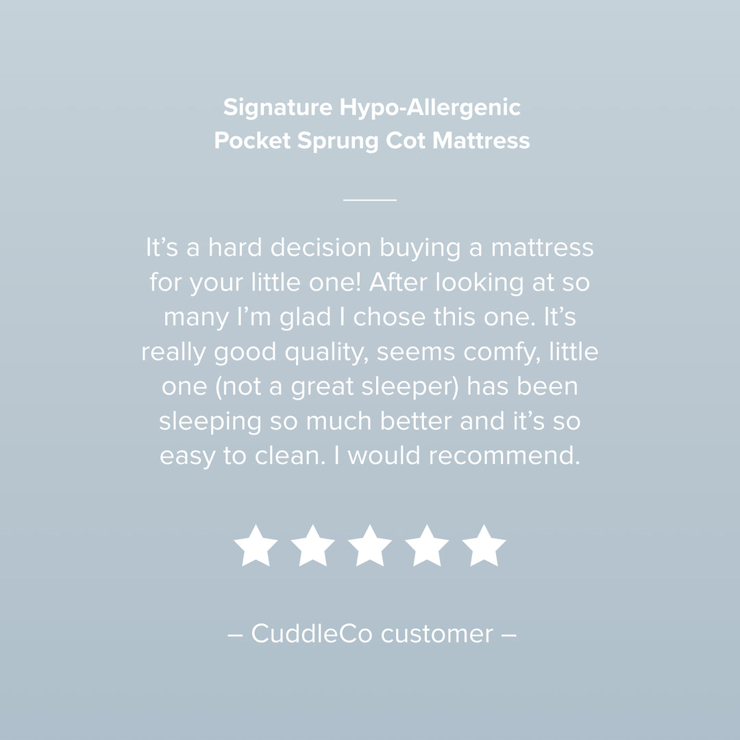 CuddleCo Signature Hypo Allergenic Bamboo Pocket Sprung Cot Bed Mattress