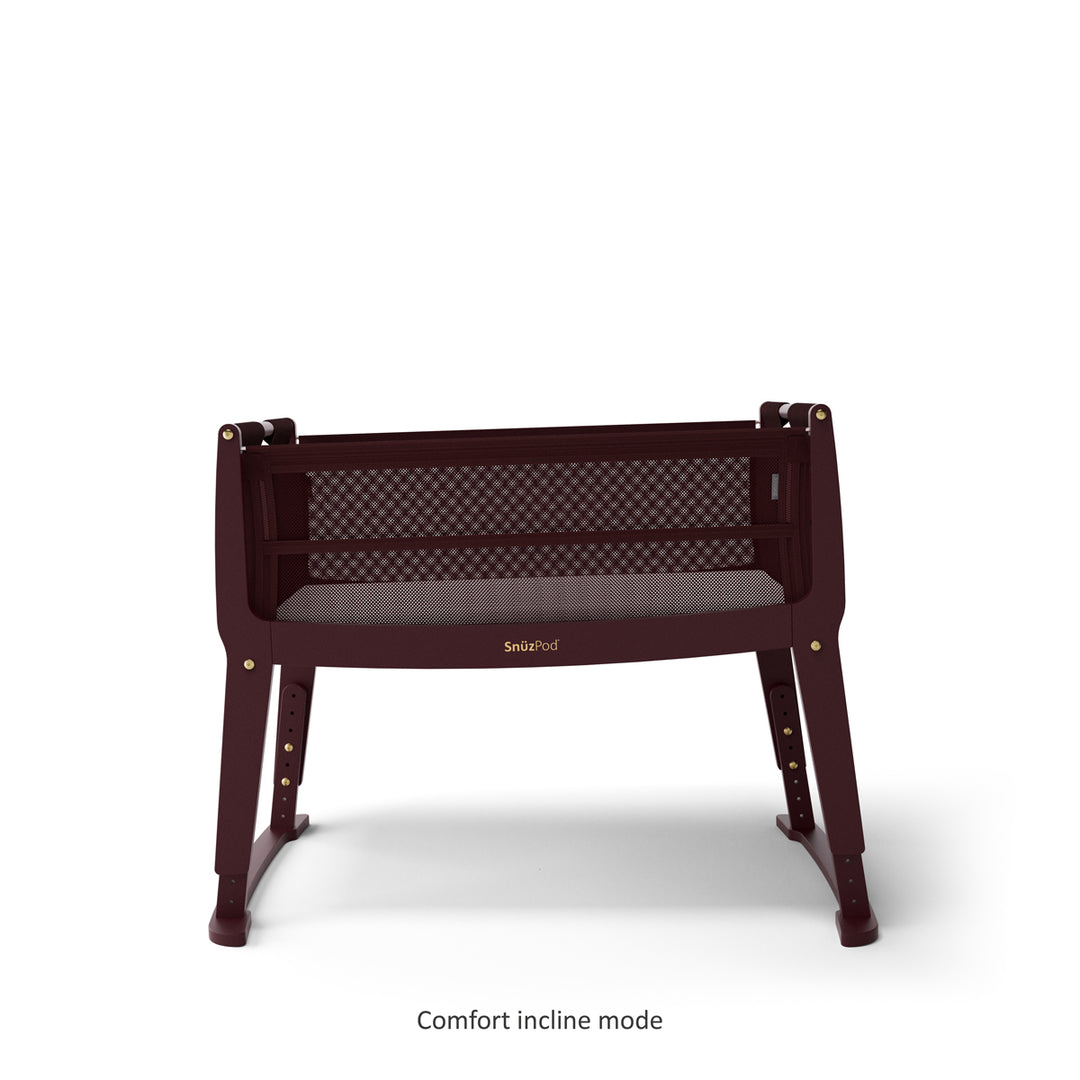 SnuzPod Studio Bedside Crib with mattress - Rome Burgundy