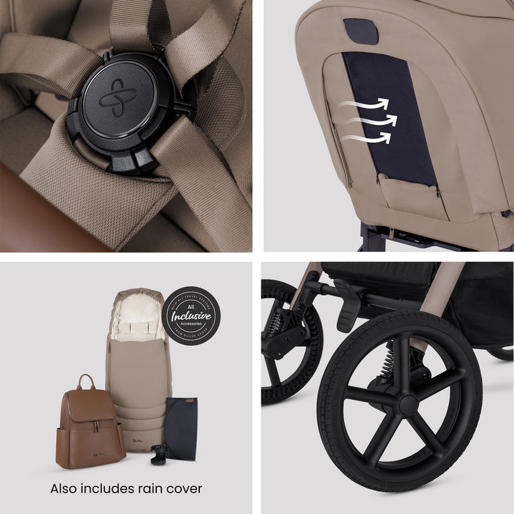 Silver Cross Breez Ultimate Family 360 Car Seat Bundle - Champagne