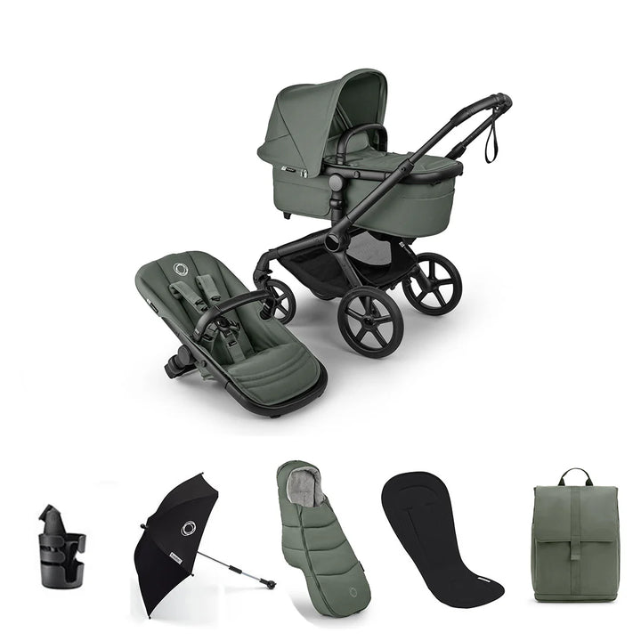 Bugaboo Fox 5 Renew Complete Pushchair Bundle - Black/Forest Green