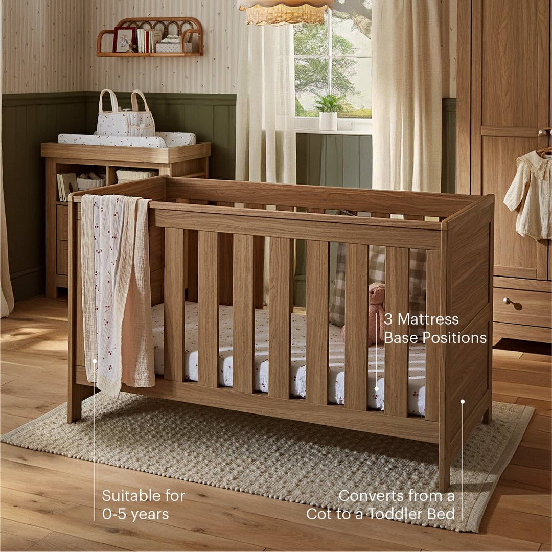 CuddleCo Burford Cot Bed - Oak