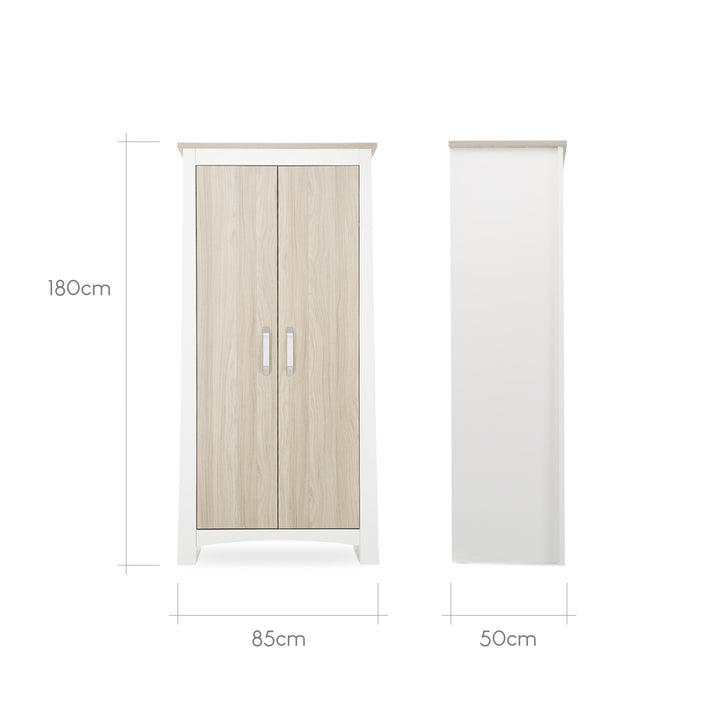 CuddleCo Ada 3pc Set 3 Drawer Dresser, Cot Bed & Wardrobe - White/Ash