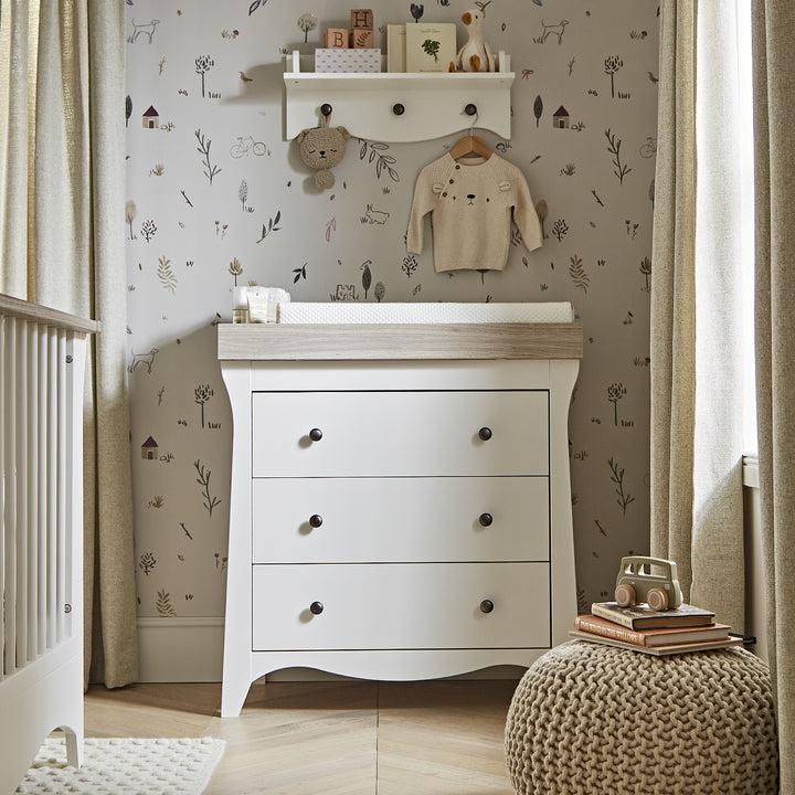 CuddleCo Clara 3 Drawer Dresser & Changer - White/Ash