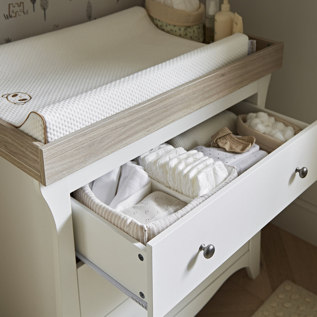 CuddleCo Clara 3 Drawer Dresser & Changer - White/Ash