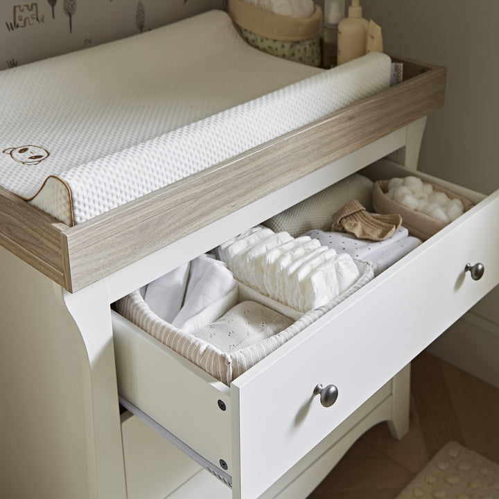 CuddleCo Clara 3 Drawer Dresser & Changer - White/Ash