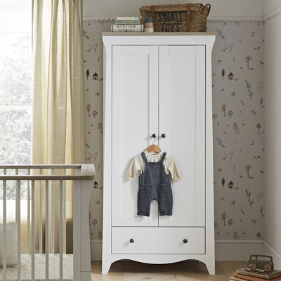 CuddleCo Clara 2 Door Double Wardrobe - White/Ash