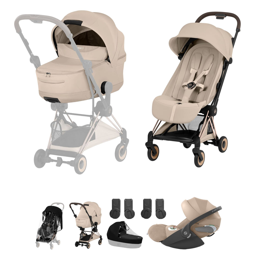 Cybex COYA Style Ultimate Bundle - Cozy Beige & Rose Gold Frame