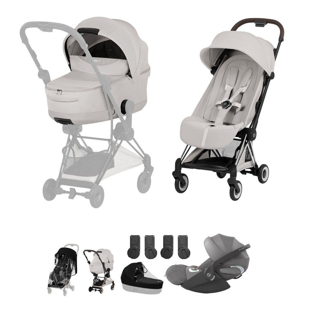 Cybex COYA Style Ultimate Bundle - City Grey & Chrome Brown Frame