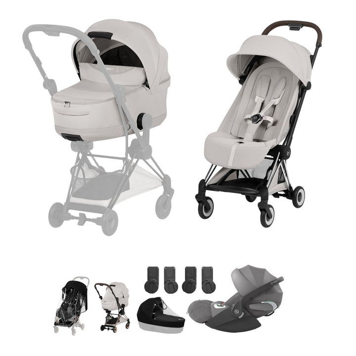 Cybex COYA Style Ultimate Bundle - City Grey & Chrome Brown Frame