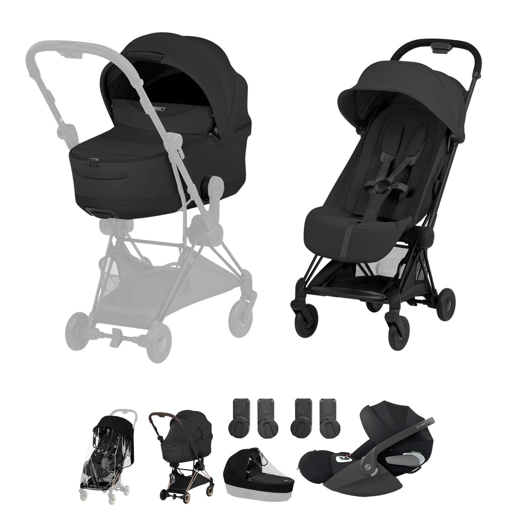Cybex Coya Style Ultimate Bundle - Sepia Black with Matt Black Frame