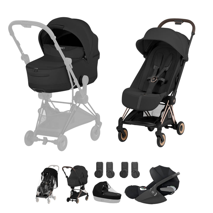 Cybex Coya Style Ultimate Bundle - Sepia Black with Rose Gold Frame