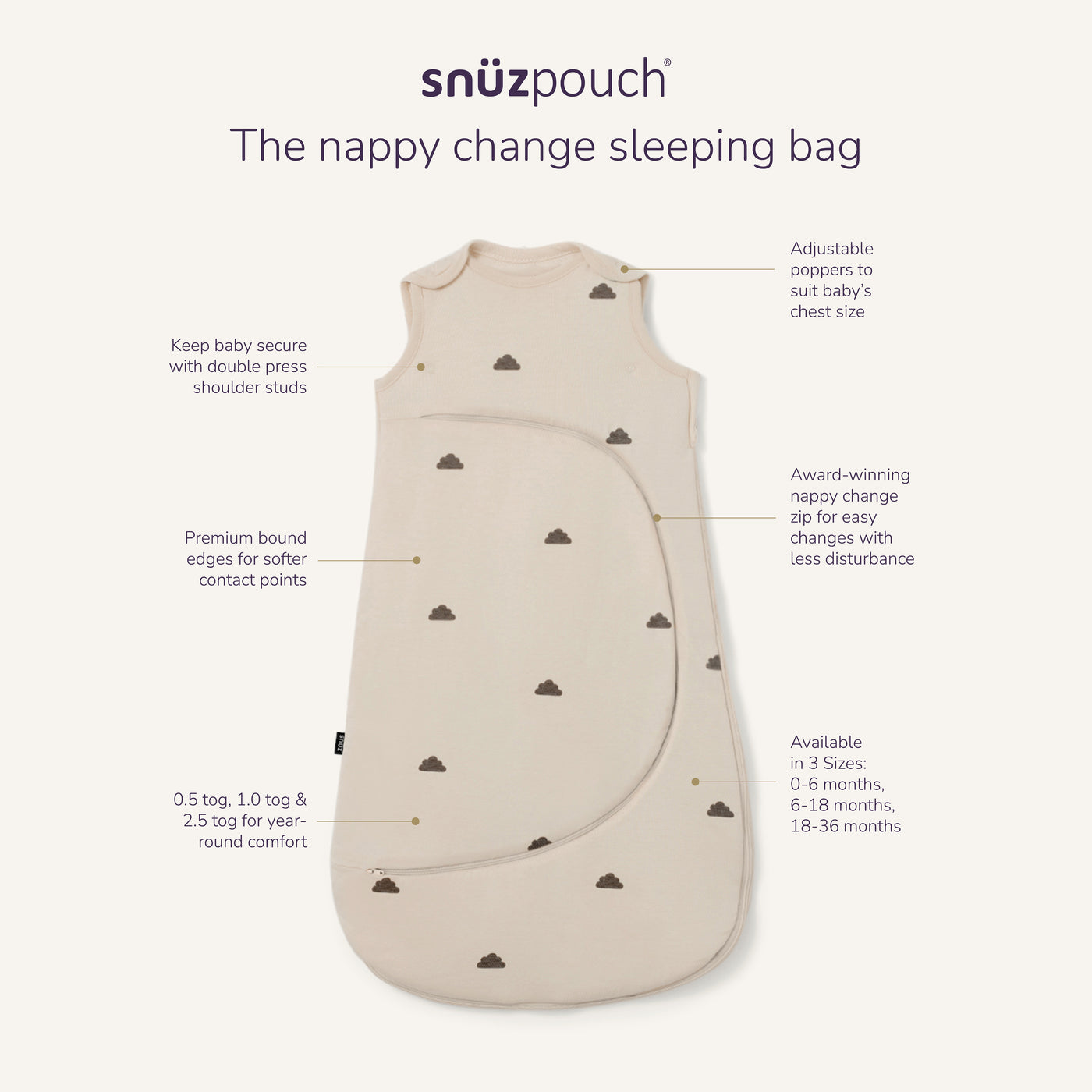 SnuzPouch Sleeping Bag 2.5 Tog (6-18 Months) - Cashmere
