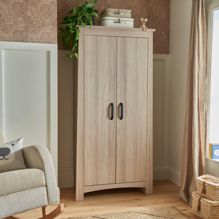 CuddleCo Isla 3pc Set 3 Drawer Dresser, Cot Bed & Wardrobe - Ash