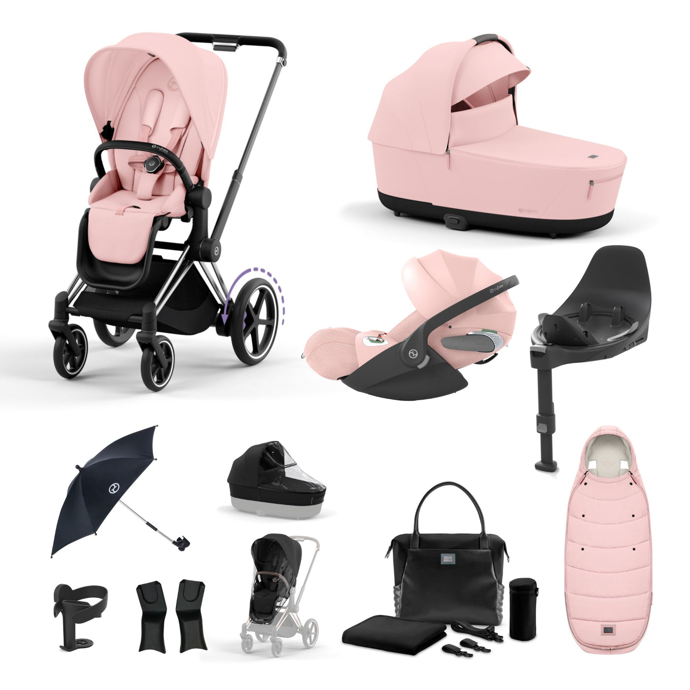 Cybex e-Priam Bundle - Peach Pink