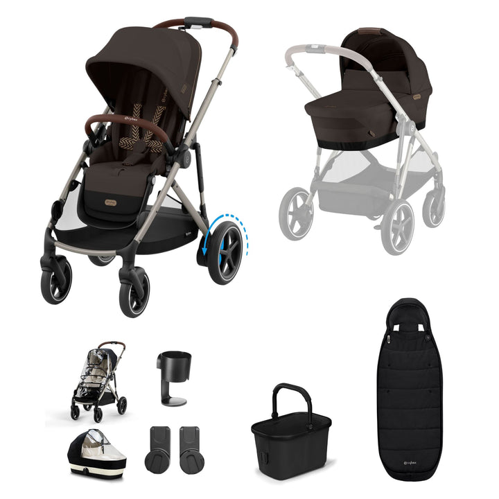 Cybex e-Gazelle S Essential Bundle - Chocolate Brown