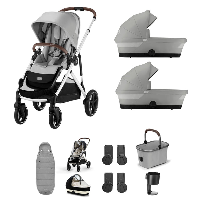 Cybex Gazelle S Twin (2 cots) Bundle - Stone Grey