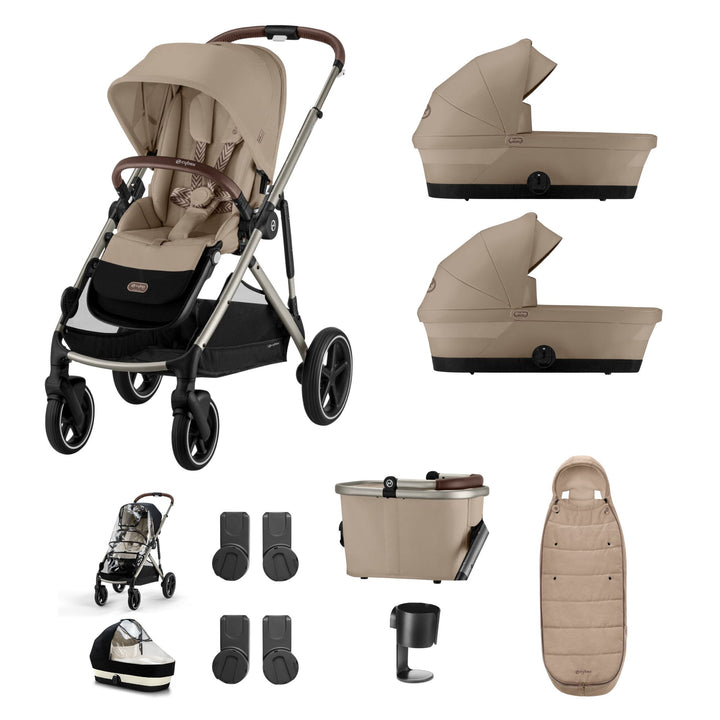 Cybex Gazelle S Twin (2 cots) Bundle - Almond Beige