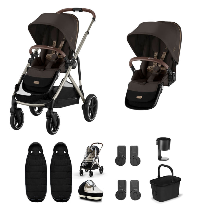 Cybex Gazelle S Twin (2 cots) Bundle - Chocolate Brown