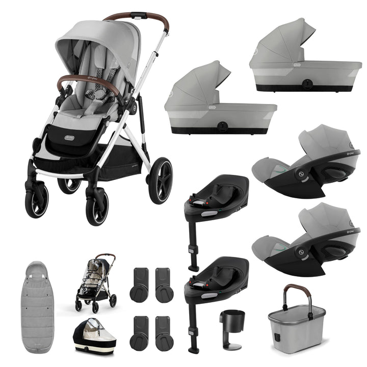 Cybex Gazelle S Twin (2 cots) 10 Piece Cloud G Bundle - Stone Grey
